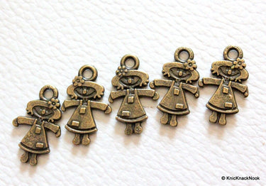 10 x Bronze Tone Girl Charms Pendants 10mm x 16mm